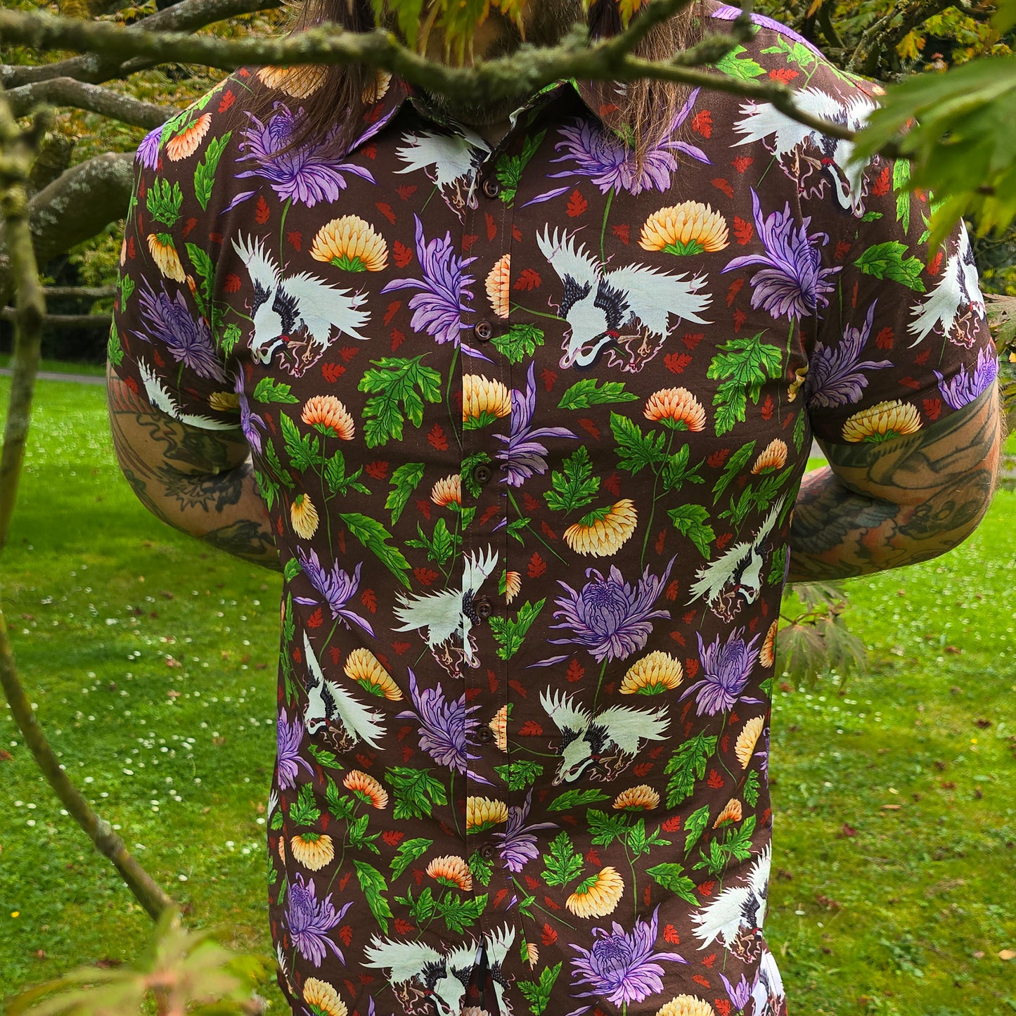Crane Chrysanthemum - Button Up Shirt