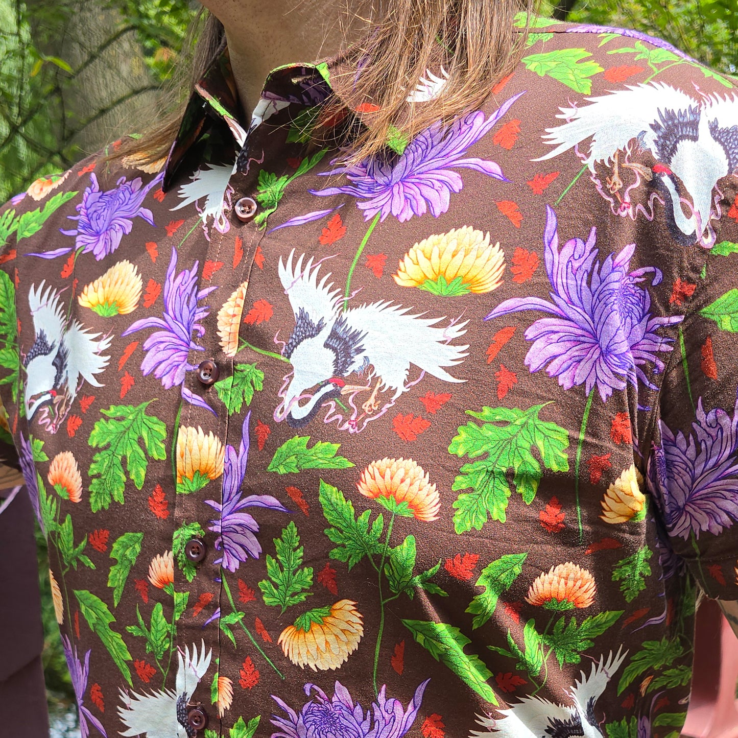 Crane Chrysanthemum - Button Up Shirt