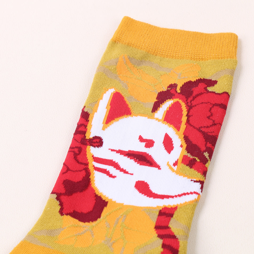 Kitsune Toes Mustard - Art Socks