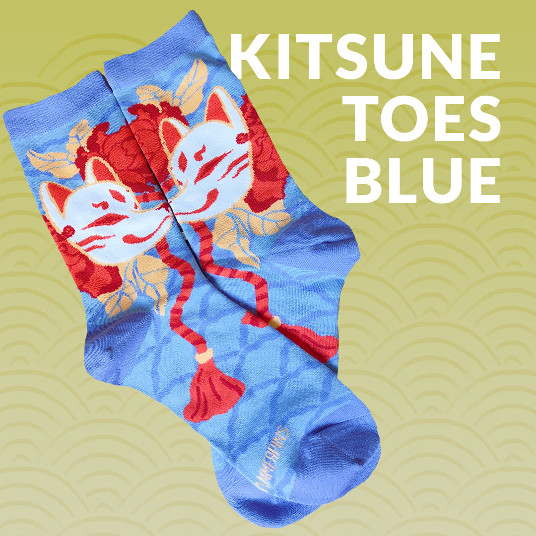 Kitsune Toes Blue - Art Socks