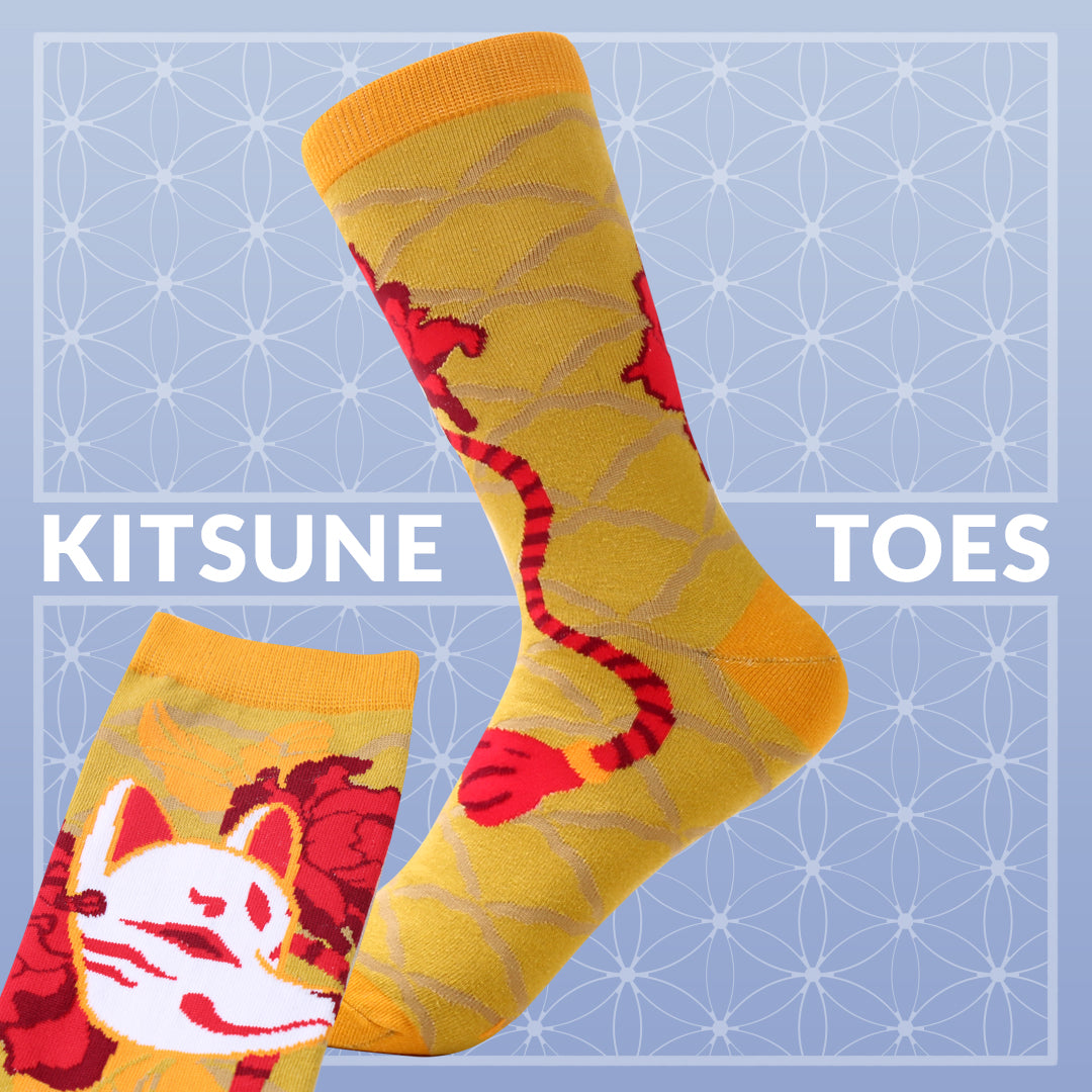 Kitsune Toes Mustard - Art Socks