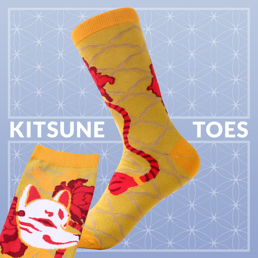 Kitsune Toes Mustard - Art Socks