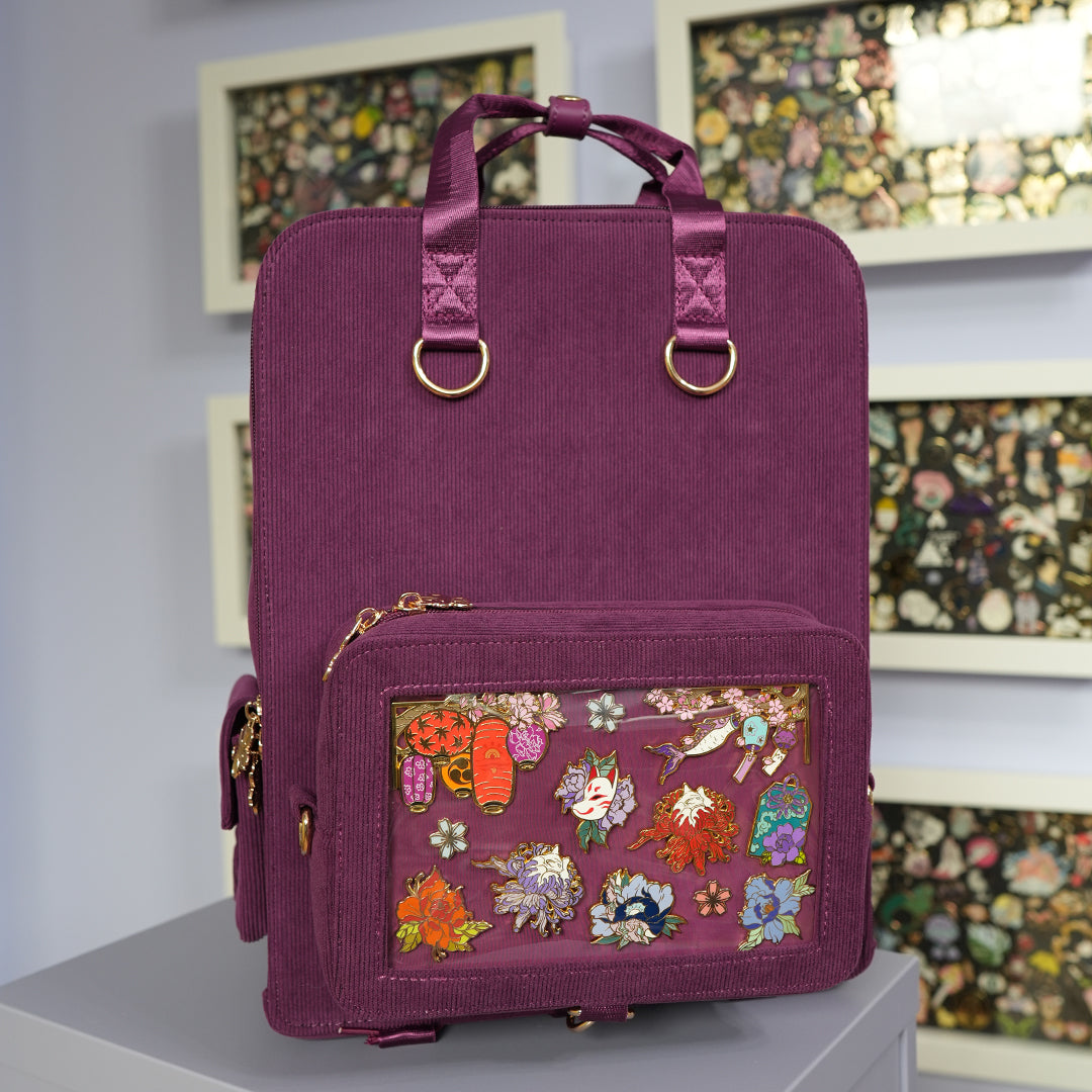 Ita Bag Backpack Berry + Front Pocket [SILVER HARDWARE]