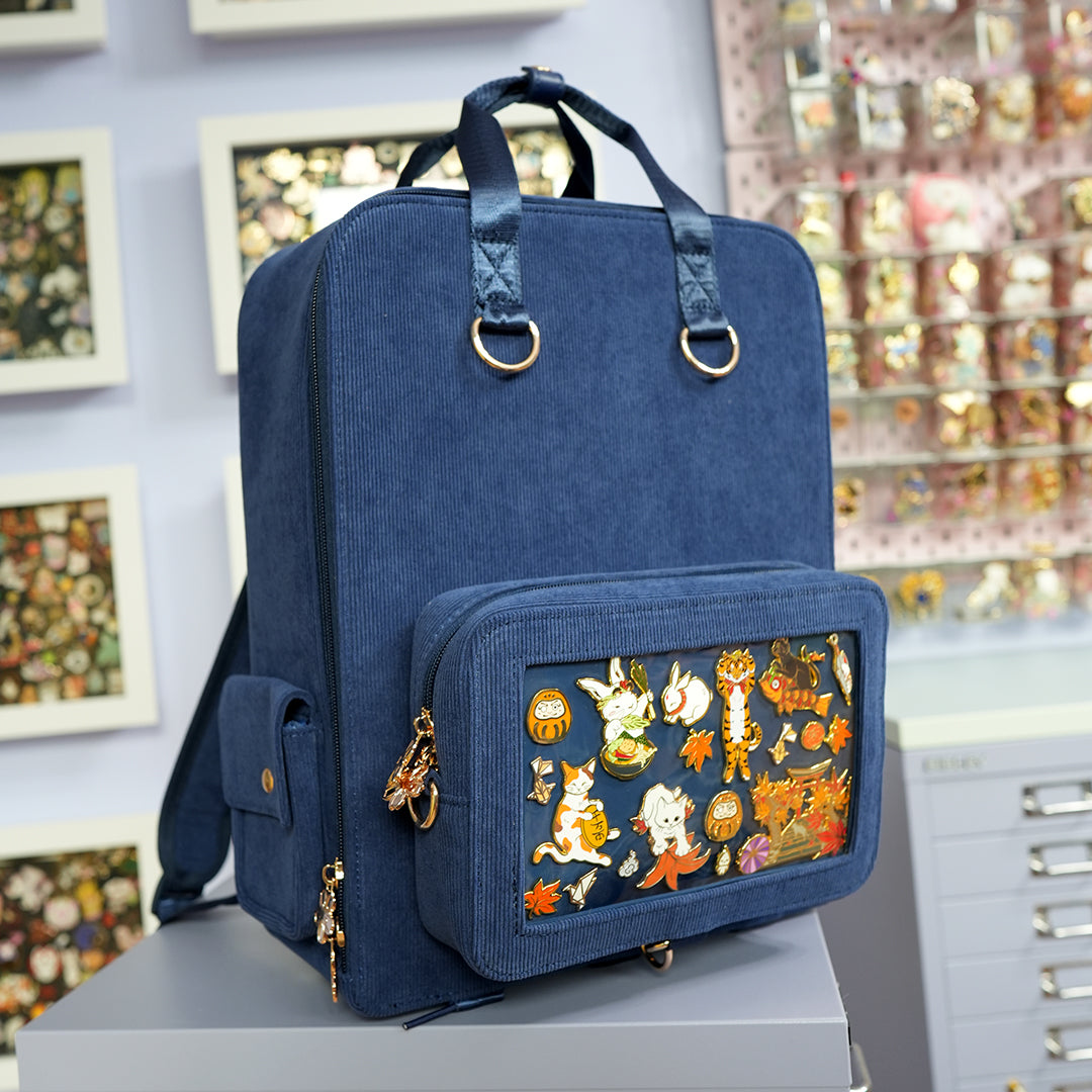 Ita Bag Backpack Midnight + Front Pocket [SILVER HARDWARE]