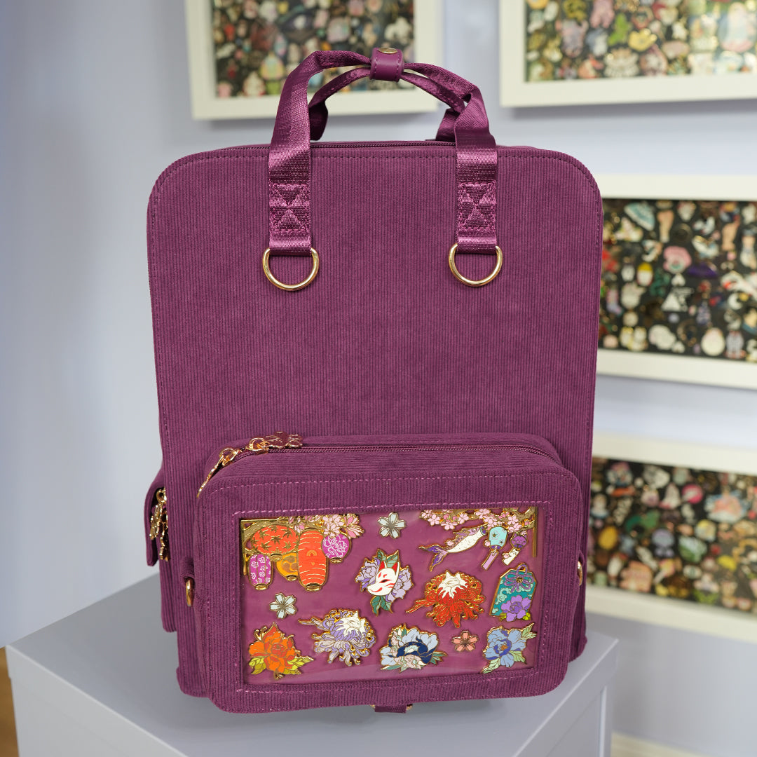 Ita Bag Backpack Berry + Front Pocket [SILVER HARDWARE]