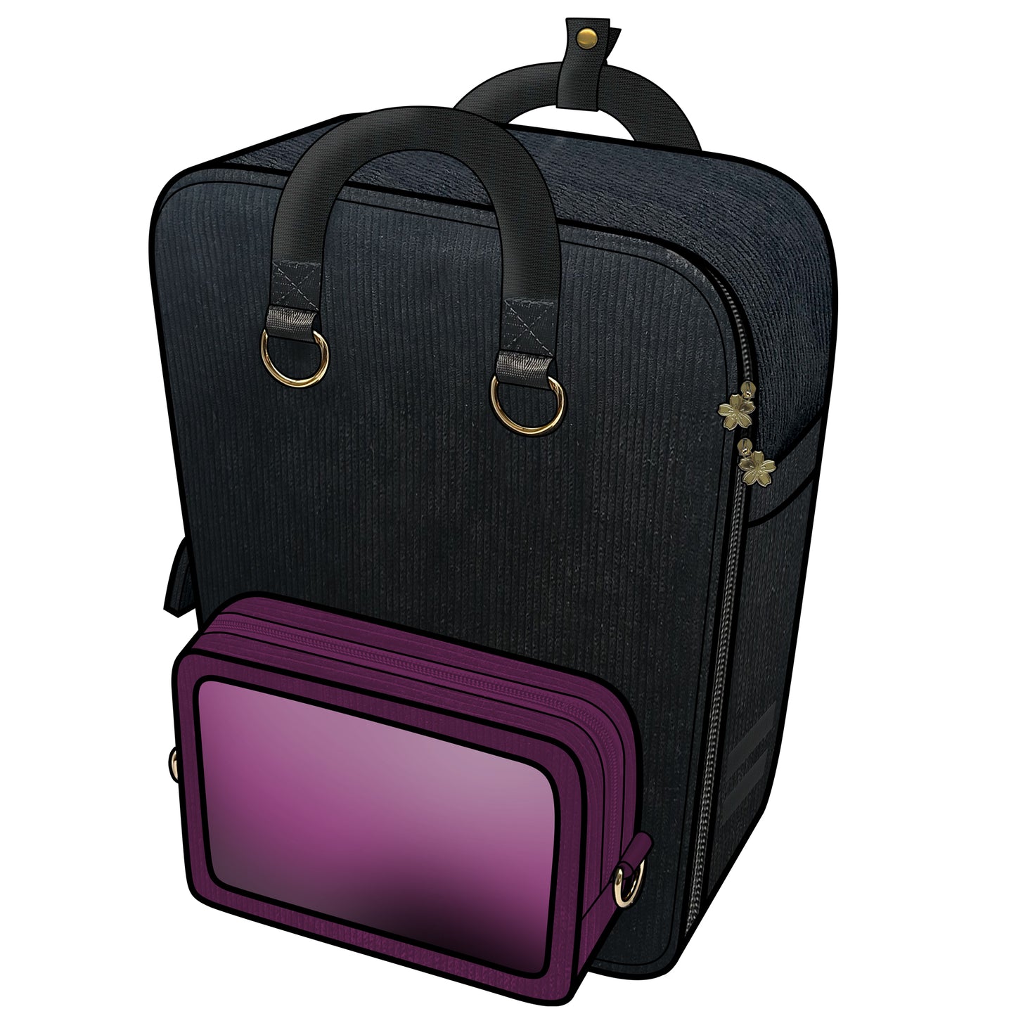 Ita Bag Backpack Black & Gold + Front Pocket [PRE ORDER]