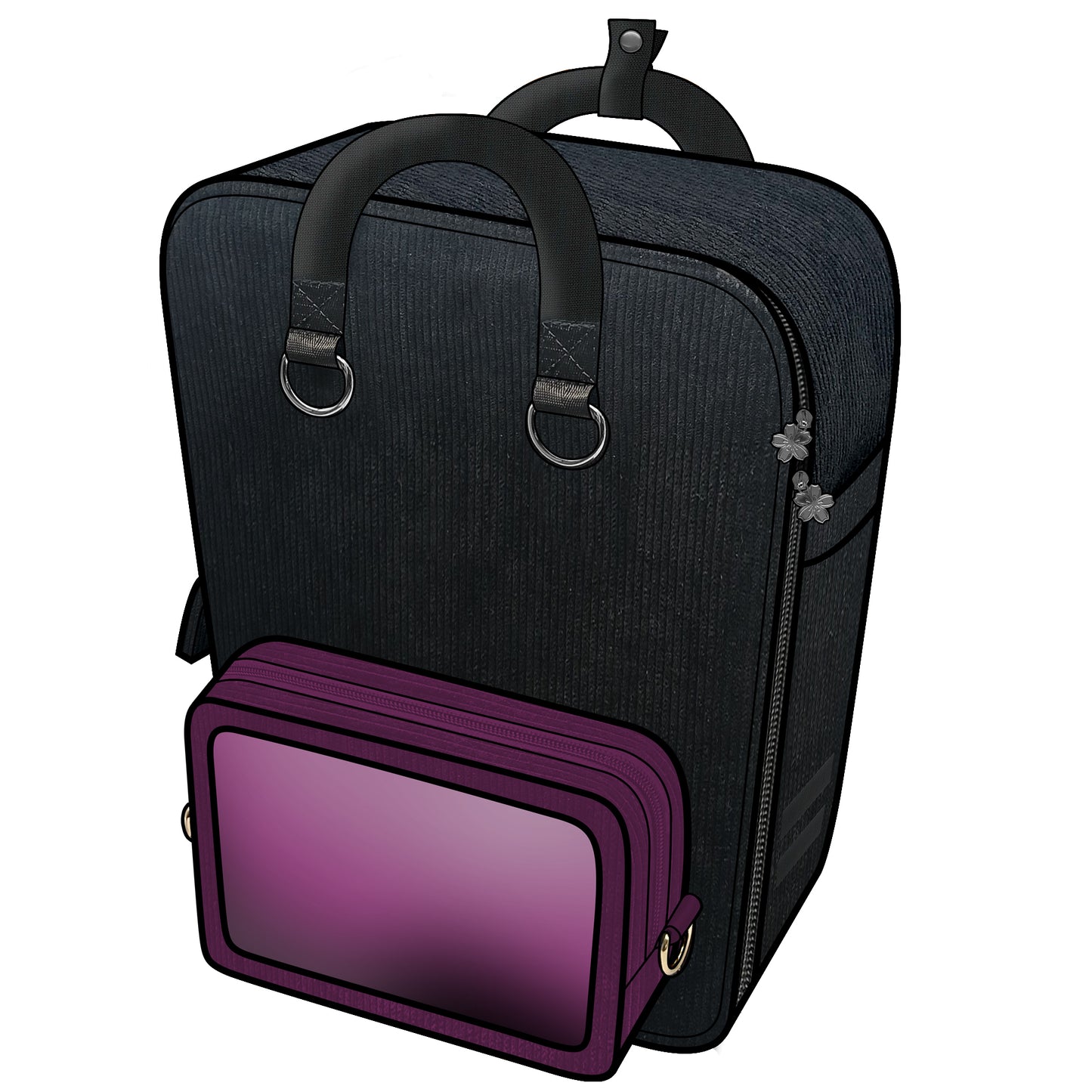 Ita Bag Backpack Black & Silver + Front Pocket [PRE ORDER]