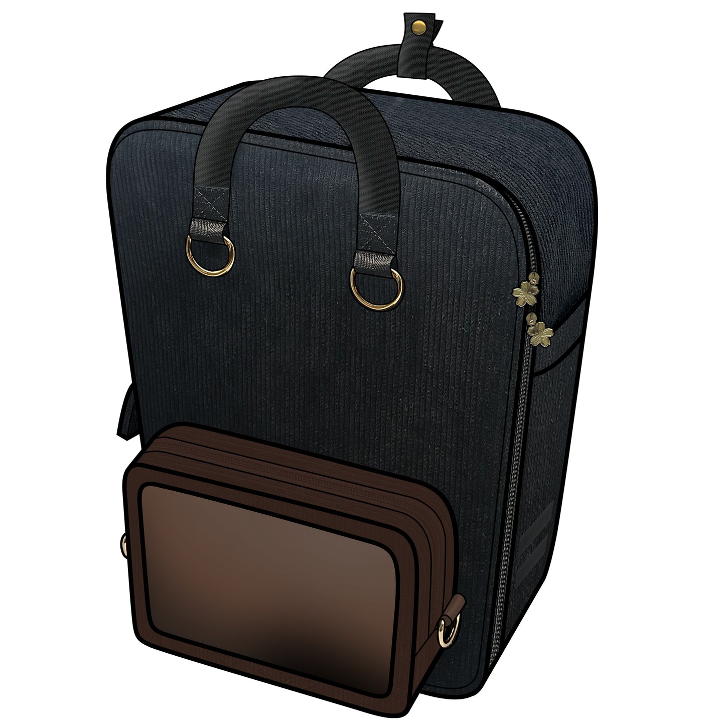 Ita Bag Backpack Black & Gold + Front Pocket [PRE ORDER]