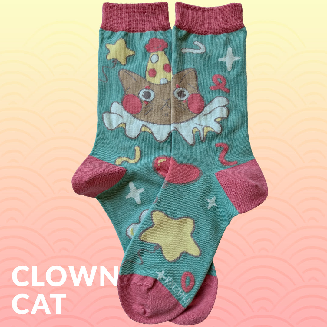 Clown Cat - Art Socks