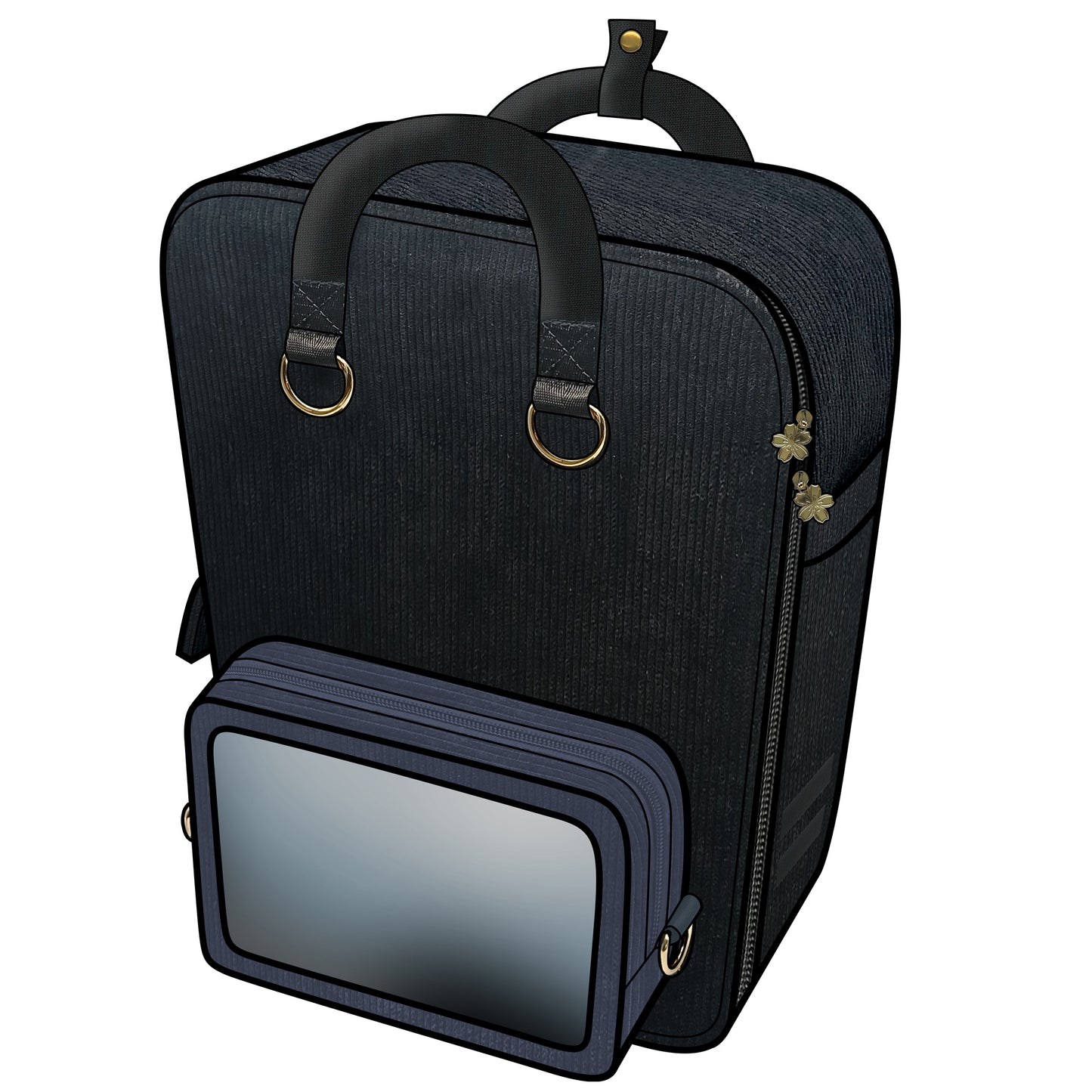Ita Bag Backpack Black & Gold + Front Pocket [PRE ORDER]