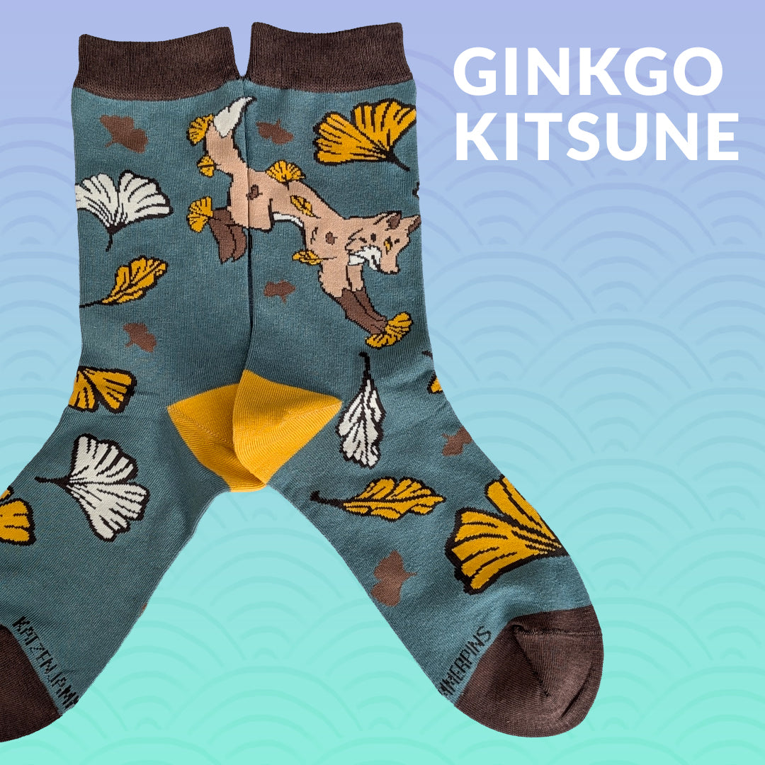 Ginkgo Kitsune - Art Socks
