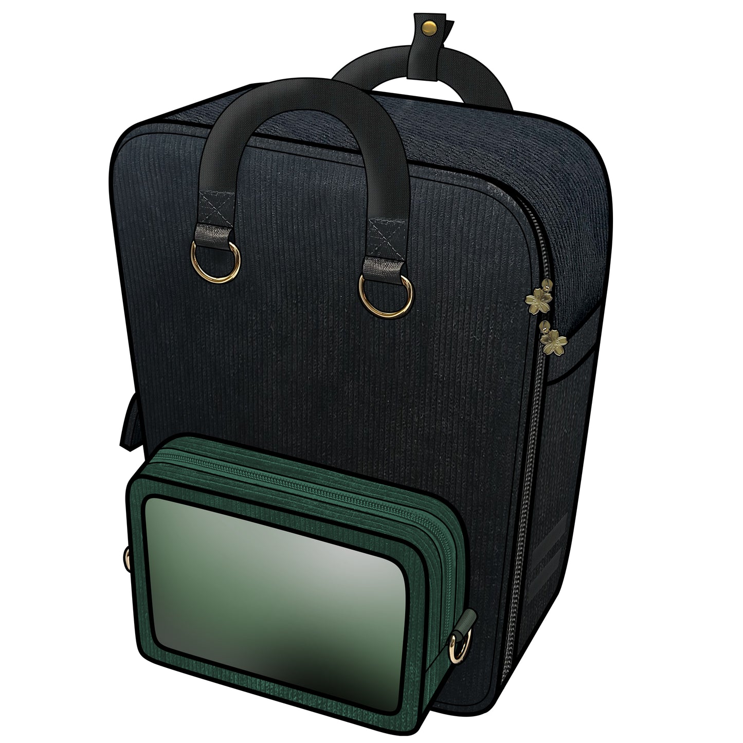 Ita Bag Backpack Black & Gold + Front Pocket [PRE ORDER]