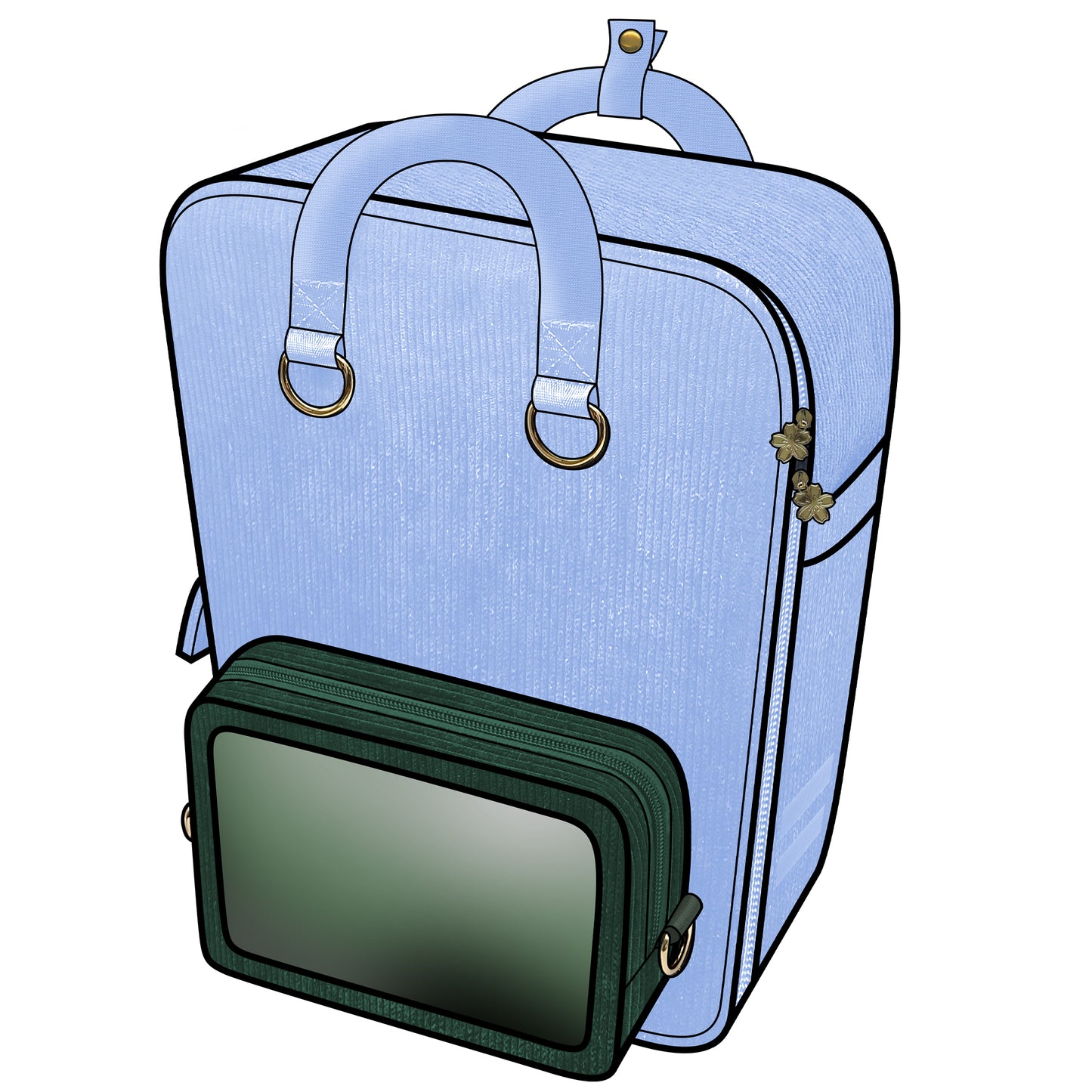 Ita Bag Backpack Pastel Blue + Front Pocket [PRE ORDER]