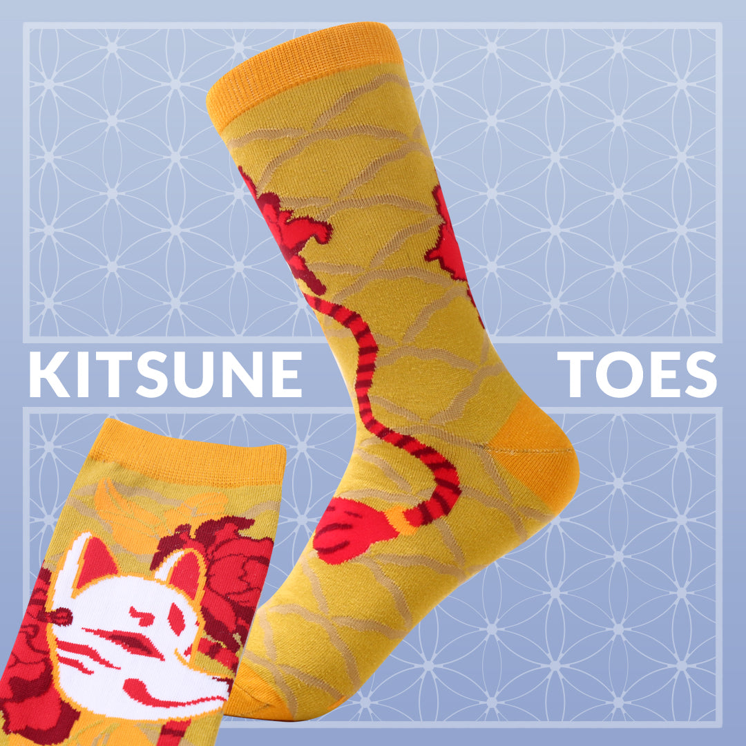 Kitsune Toes Mustard - Art Socks