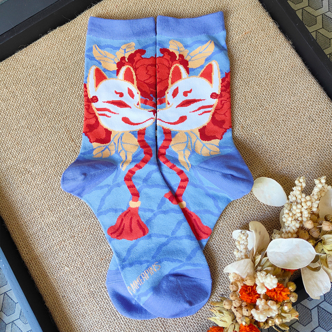 Kitsune Toes Blue - Art Socks