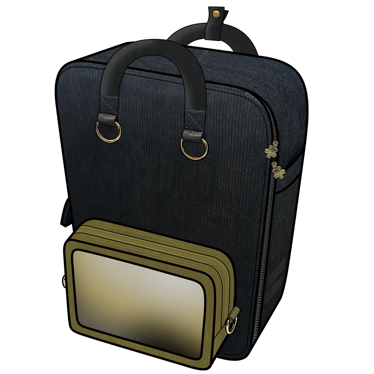 Ita Bag Backpack Black & Gold + Front Pocket [PRE ORDER]