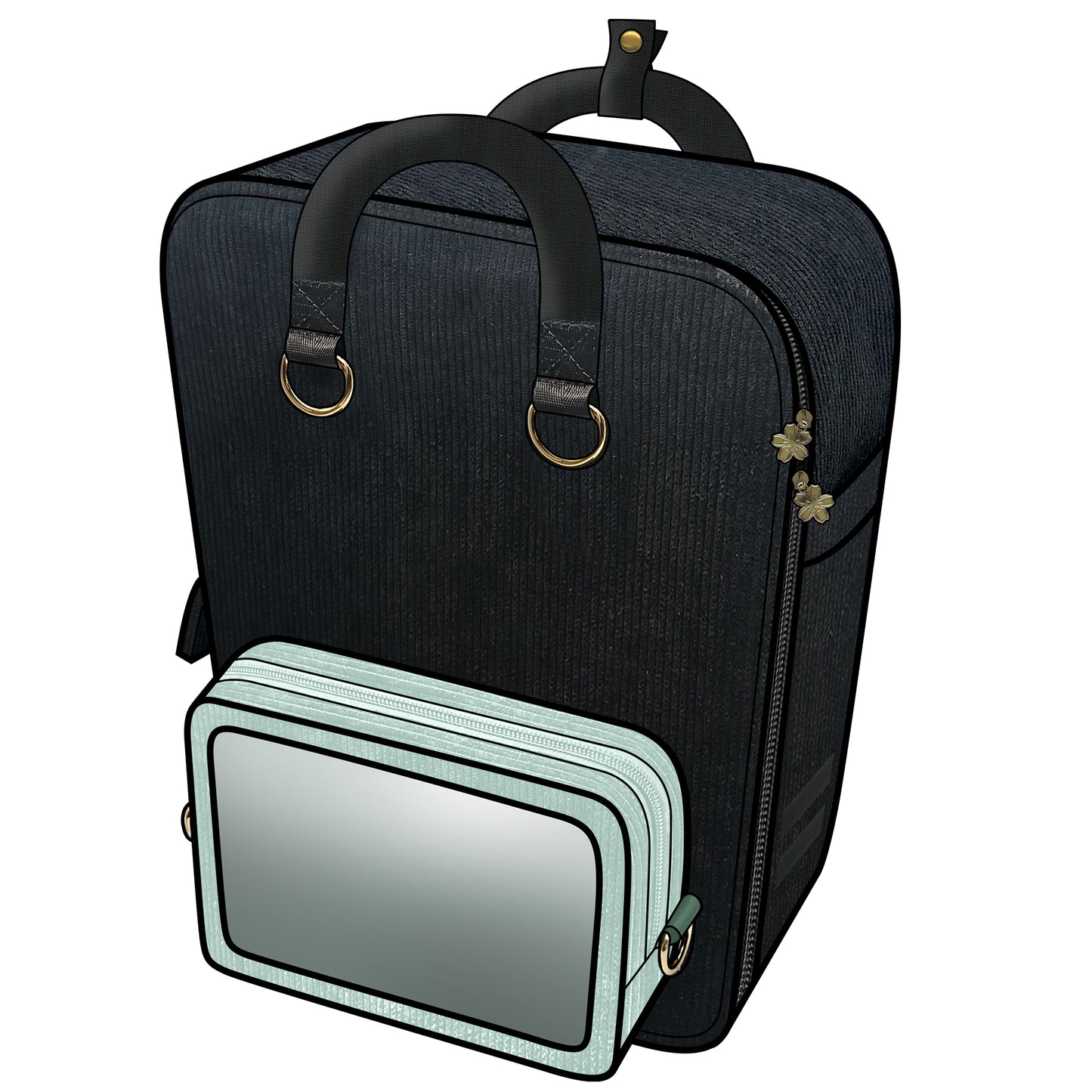 Ita Bag Backpack Black & Gold + Front Pocket [PRE ORDER]