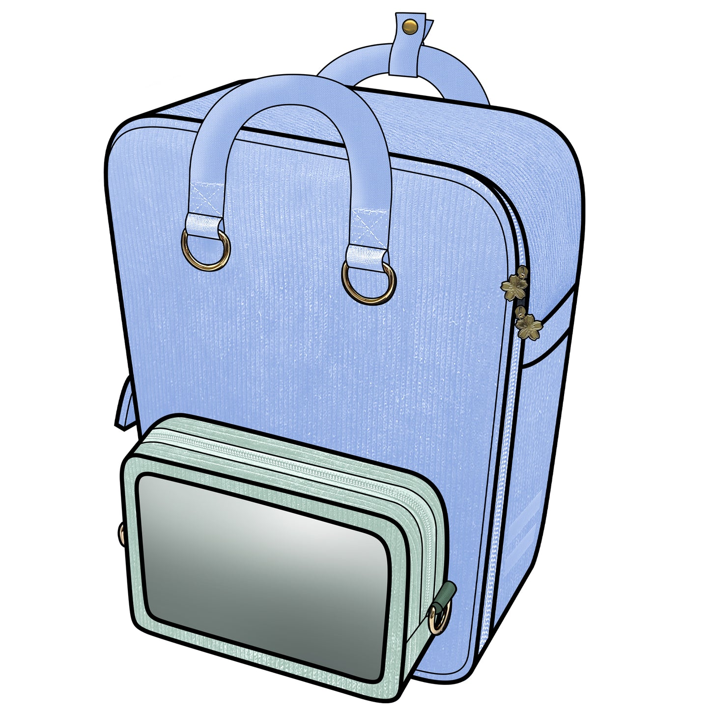 Ita Bag Backpack Pastel Blue + Front Pocket [PRE ORDER]
