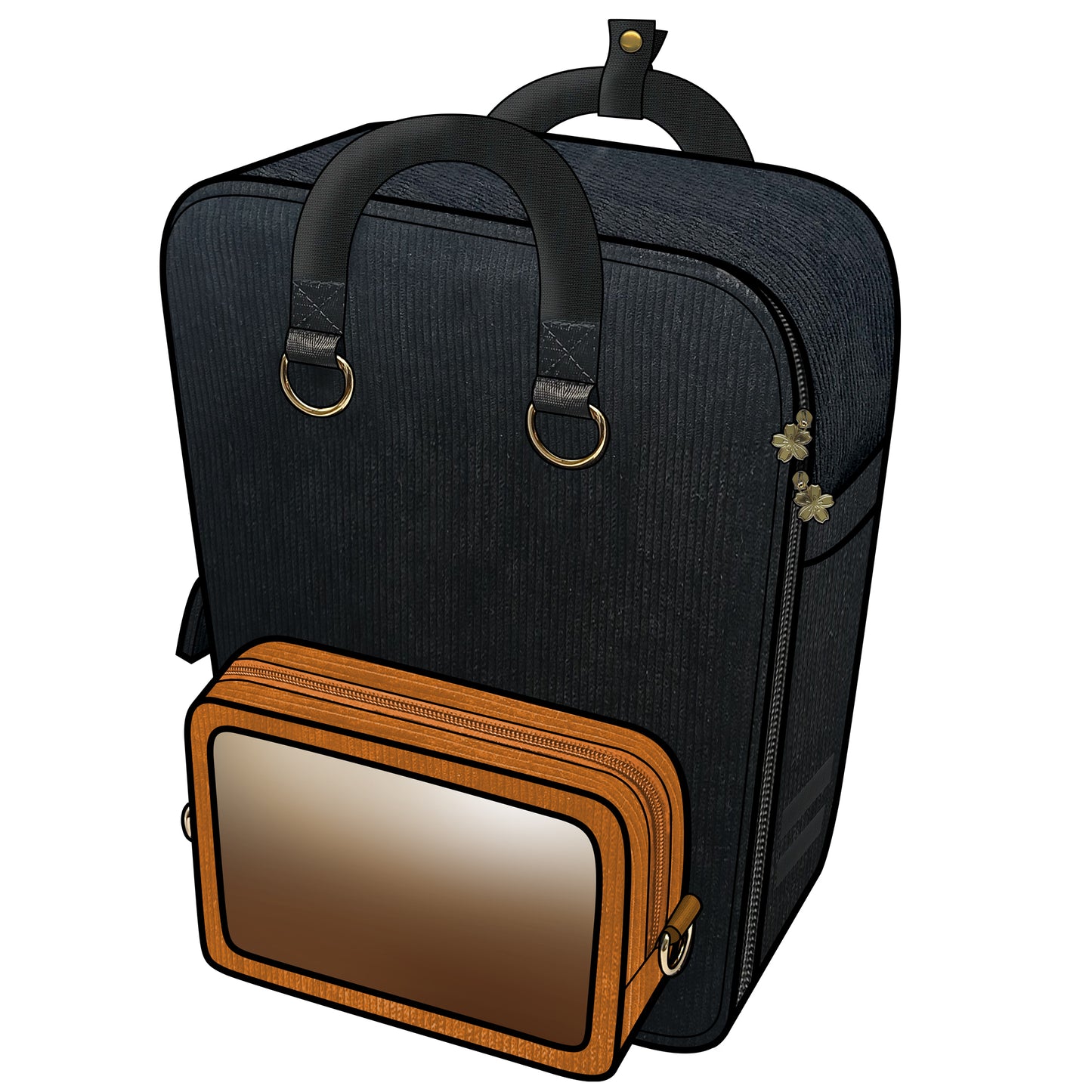 Ita Bag Backpack Black & Gold + Front Pocket [PRE ORDER]