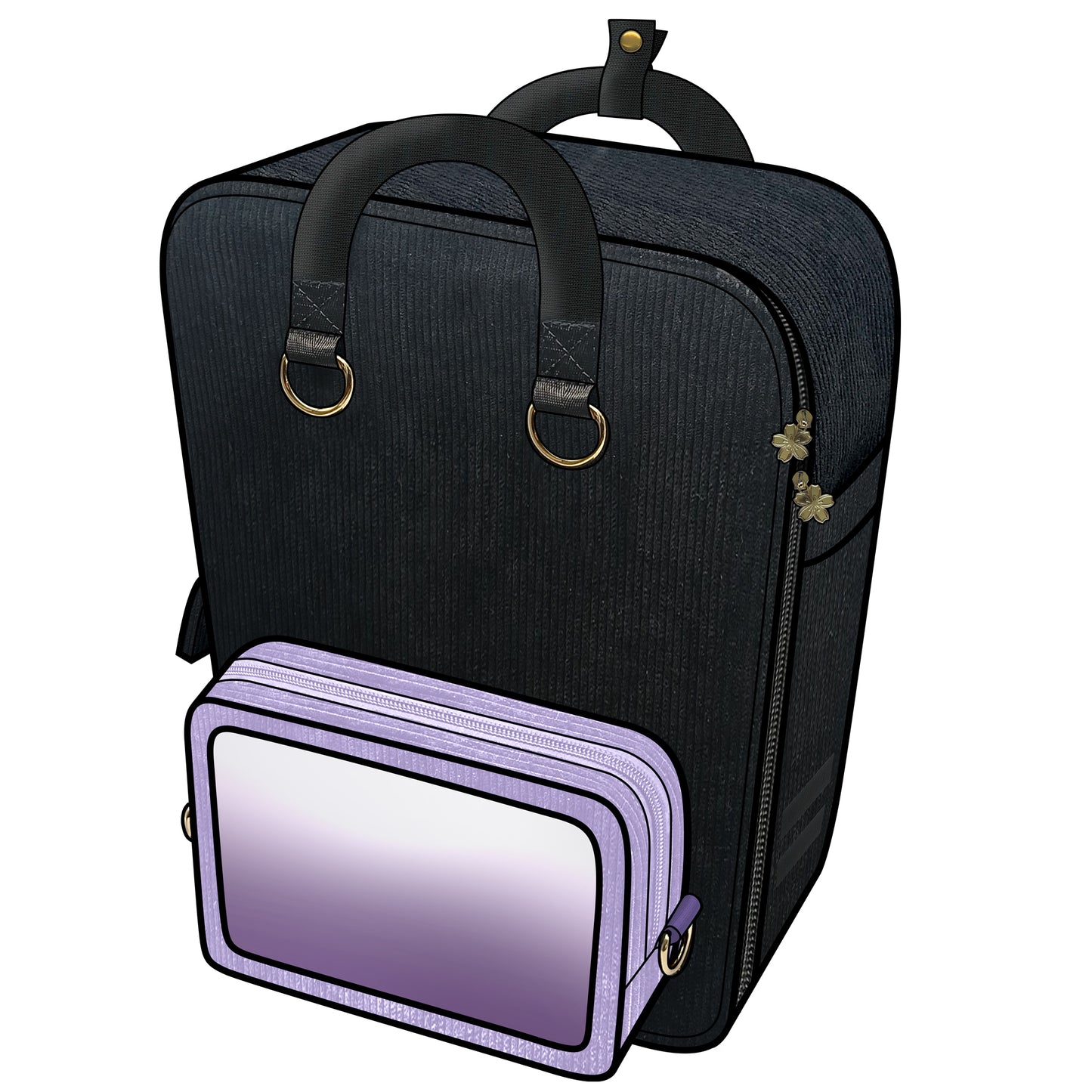 Ita Bag Backpack Black & Gold + Front Pocket [PRE ORDER]