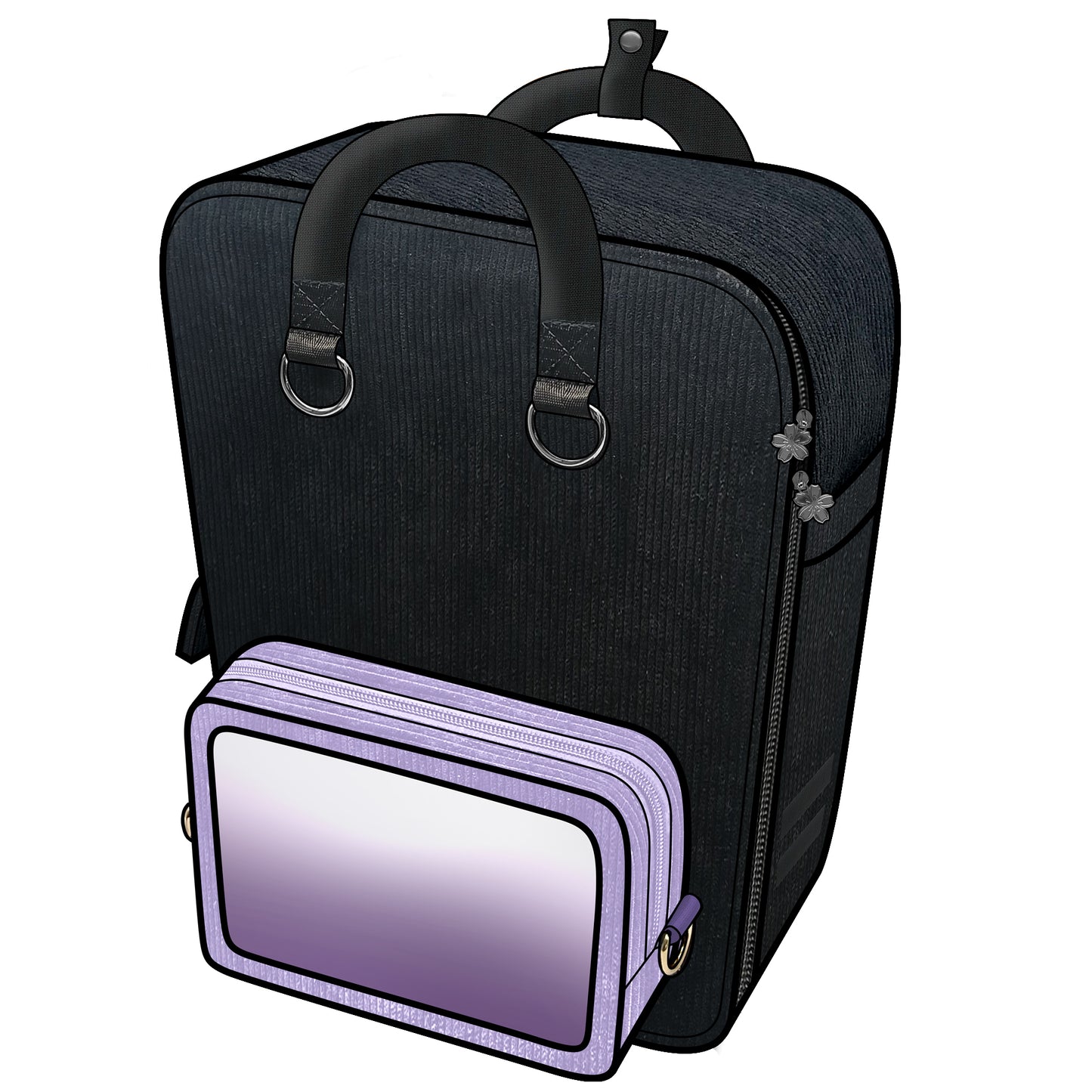Ita Bag Backpack Black & Silver + Front Pocket [PRE ORDER]