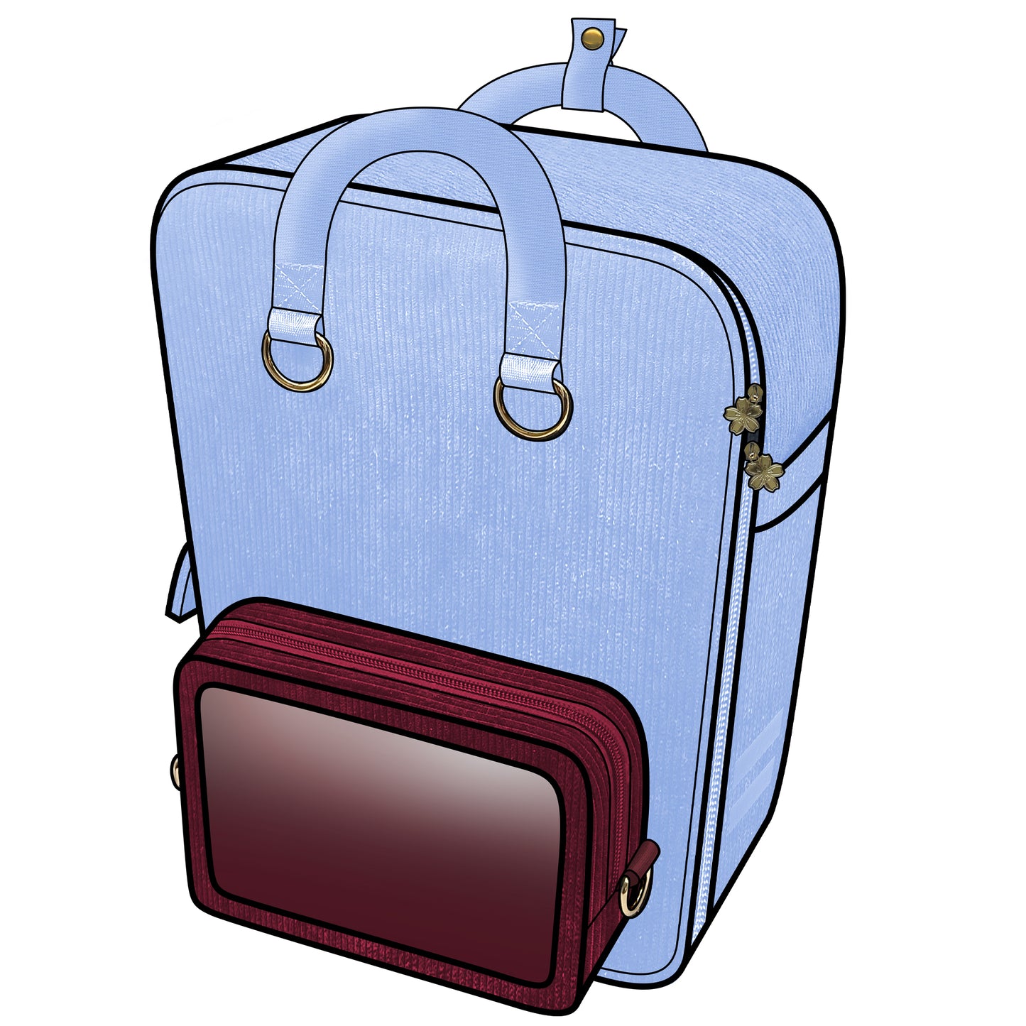 Ita Bag Backpack Pastel Blue + Front Pocket [PRE ORDER]