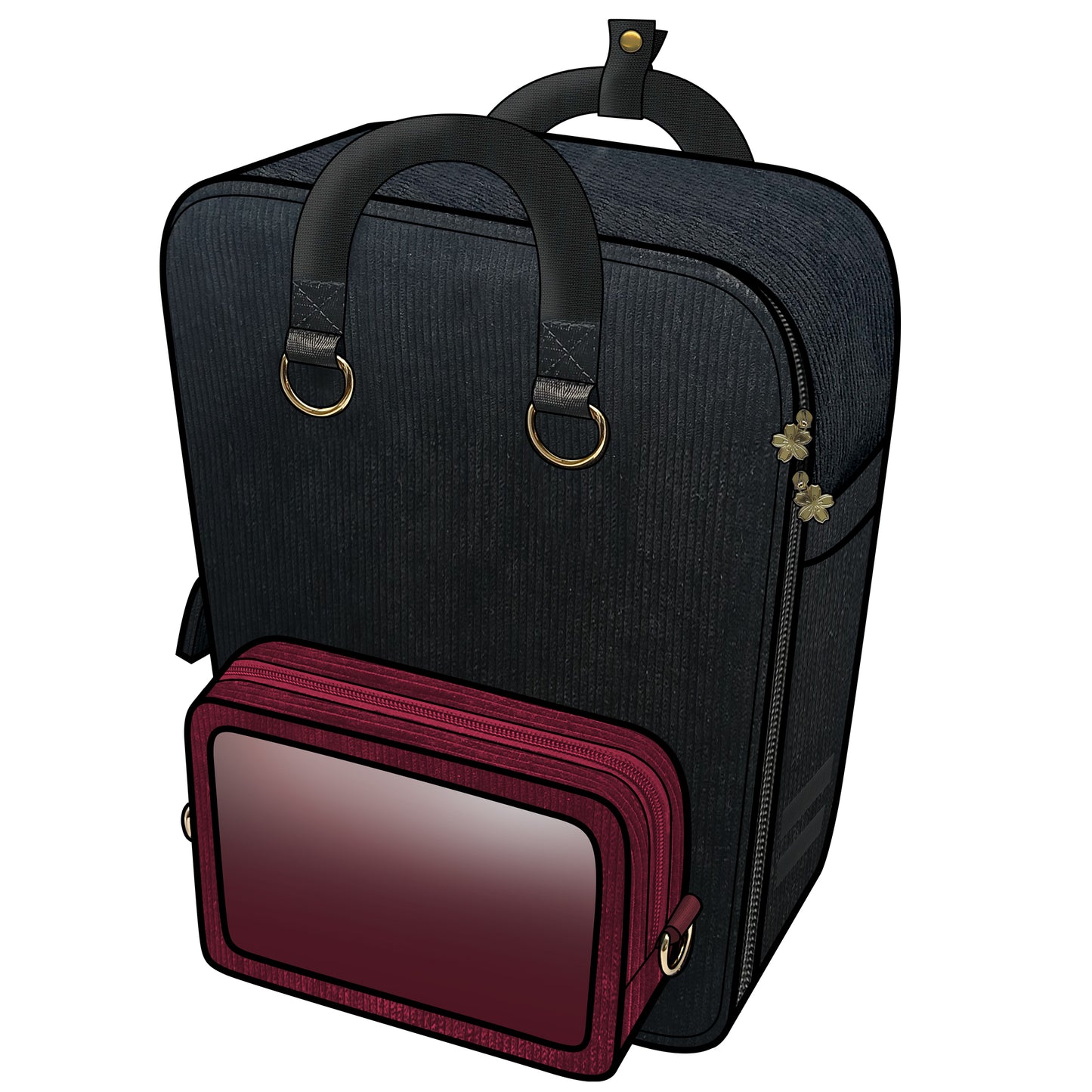 Ita Bag Backpack Black & Gold + Front Pocket [PRE ORDER]