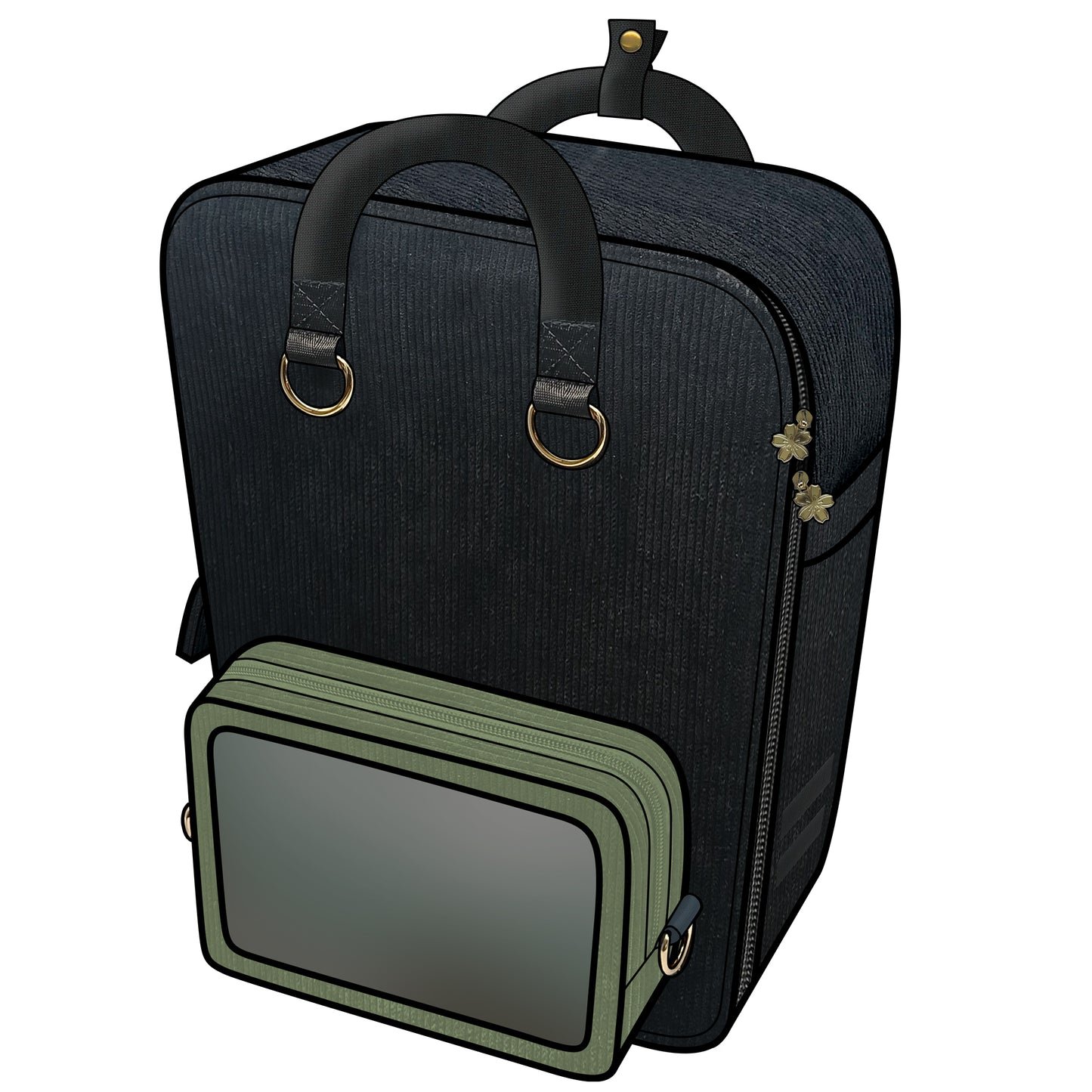 Ita Bag Backpack Black & Gold + Front Pocket [PRE ORDER]