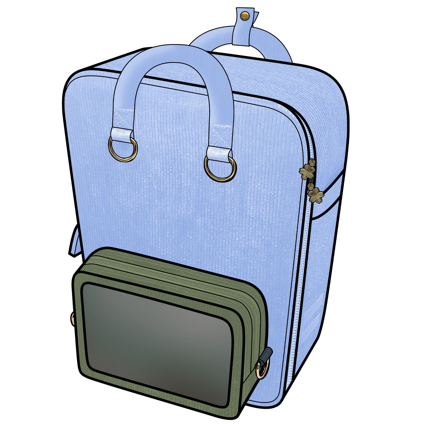 Ita Bag Backpack Pastel Blue + Front Pocket [PRE ORDER]