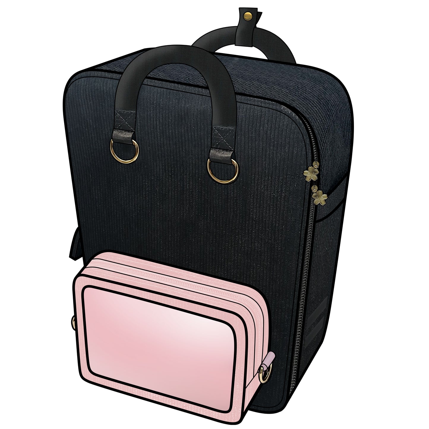 Ita Bag Backpack Black & Gold + Front Pocket [PRE ORDER]