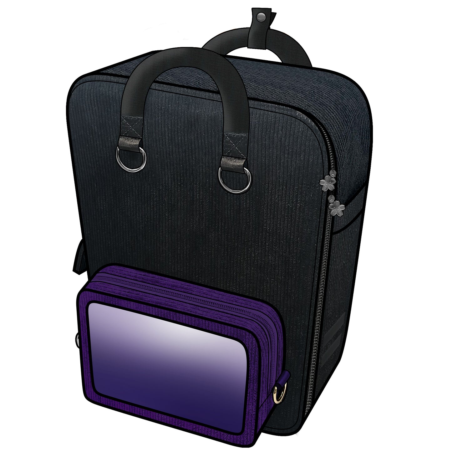 Ita Bag Backpack Black & Silver + Front Pocket [PRE ORDER]
